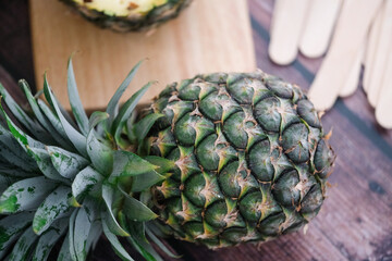 Fresh yellow pineapple, a fruit that grows very much in the tropics.