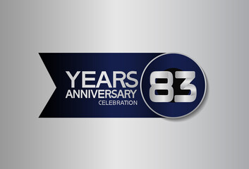 83 years anniversary logo style with circle and big ribbon blue color for celebration moment