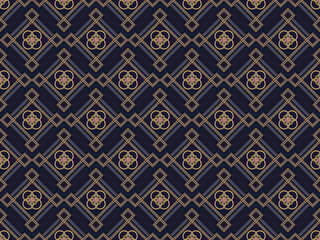Art deco seamless pattern. Classic geometric retro ornament in gold and black in the style of the 1920s-1930s. Decor for prints, posters and interior design. Vector illustration