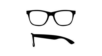 Vector isolated Illustration of a Glasses Frame. Black glasses Frame Front and Side View