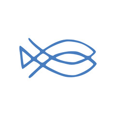 flat line fish icon. Logo element illustration. fish design. vectort. Can be used in web and mobile 