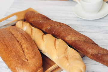 long loaf baked goods cutting board bread