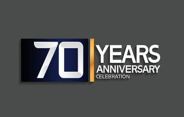 70 years anniversary logotype with blue and silver color with golden line for celebration moment