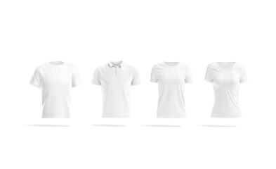 Blank white men and women classic t-shirt and polo mockup