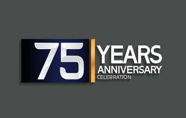 75 years anniversary logotype with blue and silver color with golden line for celebration moment