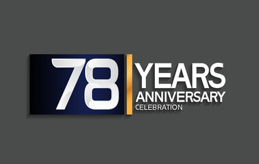78 years anniversary logotype with blue and silver color with golden line for celebration moment