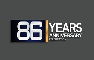 86 years anniversary logotype with blue and silver color with golden line for celebration moment