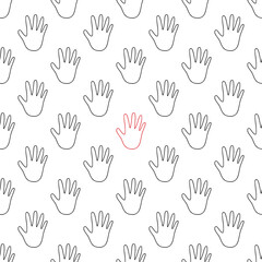 Hand line icon vector Illustration seamless pattern on white background 