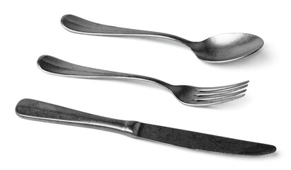 Set of dining cutlery isolated on white background