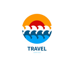 Logo for resort, hotel, travel agency, spa with sun and sea