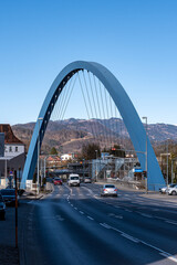 The Europe bridge above the "Mur" river in "Bruck an der Mur" city in Styria, Austria