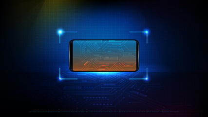 abstract background of futuristic technology smart phone with circuit electronic line