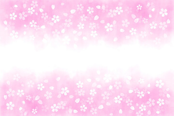 水彩風のピンクの桜　背景イラスト