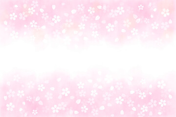 水彩風のピンクの桜　背景イラスト