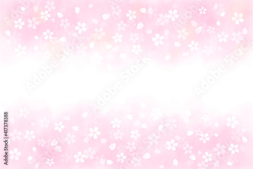水彩風のピンクの桜 背景イラスト Wall Mural Wallpaper Murals メガネ