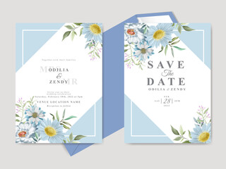 Naklejka na ściany i meble Beautiful wedding invitation card template with floral hand drawn