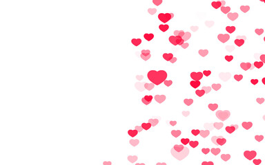 Valentine day pink hearts on white background.
