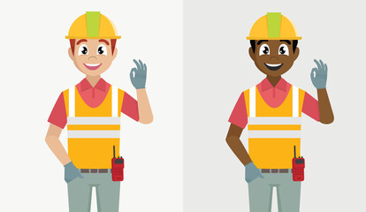 architect man is showing okay sign with happiness.