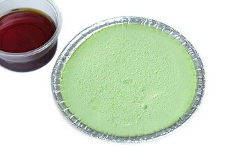 Pandanus pudding with sweet brown sugar sauce, Kaikeaw-Namtan-Mai, Thai dessert