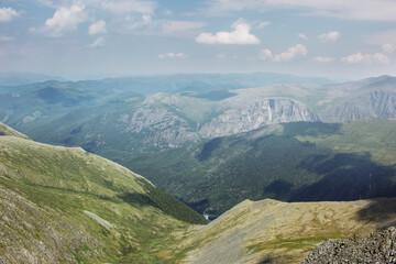 View from Karaturek pass path. Mountain Altai landscape