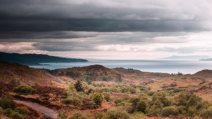 Painterly landscape scenery on the west coast of Scotland.View on Glenelg bay.