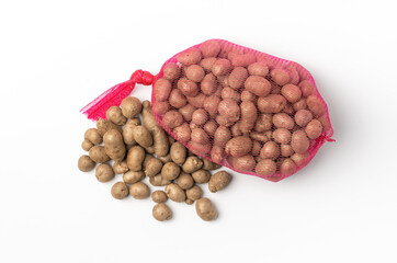 Multiple fresh yam beans on pure white background