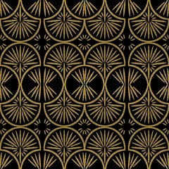 Gordijnen Naadloos herhalend patroon tegel goud zwart © Sunnydays