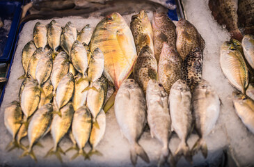 
Fresh seafood for sale in Lan Pho Seafood Market, Ban Na Kluea, Pattaya, Thailand.