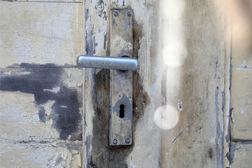 Ancient, old, broken door in need of renovation. 