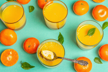 Sweet fruit jelly from fresh oranges and tangerines