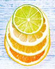 Cítricos em rodelas citrinos