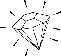 Hand drawn of diamond, vector illustration. 