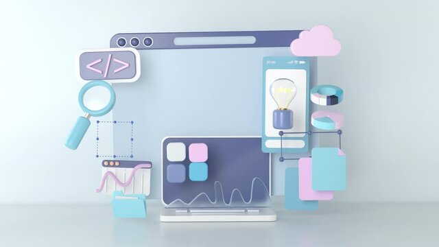 3d rendering of website and Data.
