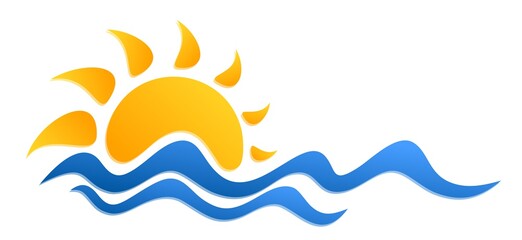 Sun and Blue Wave Symbol. 