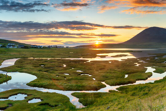 Sunset across the salt marsh at Northton