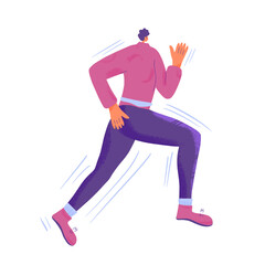 Running girl. Vector flat jogging person design.