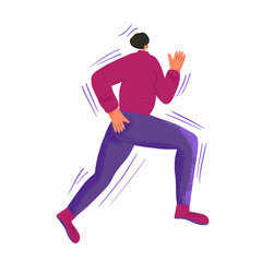 Running girl. Vector flat jogging person design.