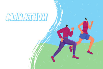 Running girl. Vector flat jogging person design.