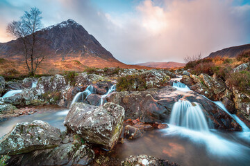 Beautiful waterfalls at Glen Etive