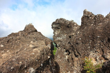 しし岩。　長野県平沢の飯盛山（めしもりやま）登山口にある奇岩。