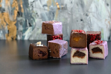 Vegetarian glazed cheese, dessert for vegan children. Sugar free concept.