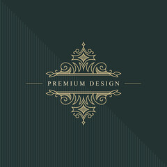 Monogram Design Elements, Graceful Template. Calligraphic Elegant Line Art Logo Design. Emblem Sign for Royalty, Business Card, Boutique, Hotel, Restaurant, Wine. Frame for Label. Vector Illustration