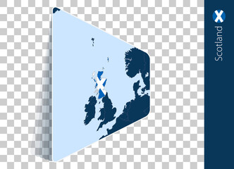 Scotland map and flag on transparent background.