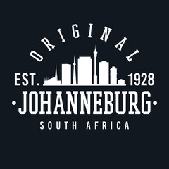 Obraz premium Johannesburg, South Africa Skyline Original. A Logotype Sports College and University Style. Illustration Design.