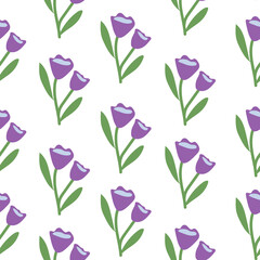 Spring or summer botanical seamless pattern. Delicate tulip flowers. ecology and conservation theme. For paper, cover, fabric, gift wrap. Vector illustration