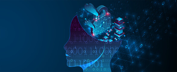 Artificial intelligence (AI) and big data concept. Machine cyber mind.  Technology vector background.