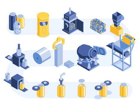 Cans Recycling Isometric Set