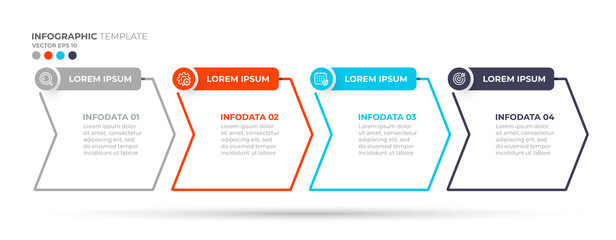 Vector infographic thin line design elements with arrow and icon. Business concept with 4 options, steps, parts. Can be used for info chart, workflow layout, web design.