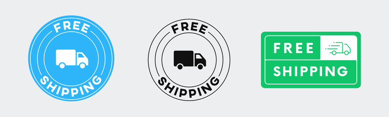 Set of Free Shipping vector Icon Signs. Free Delivery Circle Banner. © t1m0n344