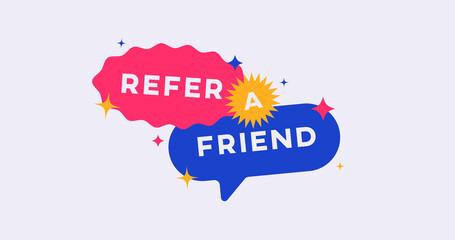 Refer a friend vector banner. Referral System. - obrazy, fototapety, plakaty